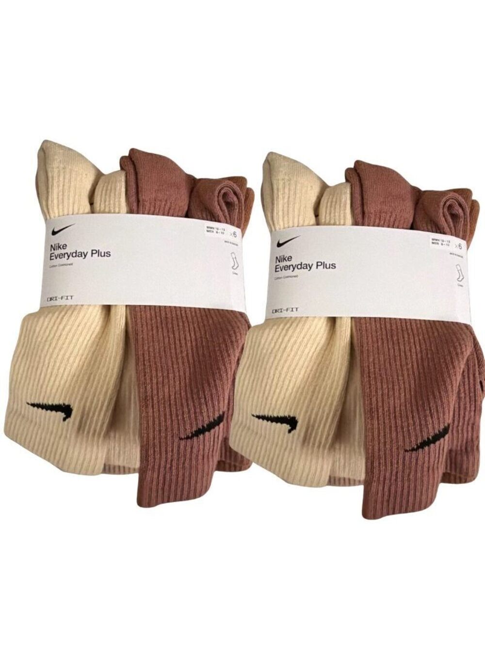 Nike Everyday Plus Dri-FIT Crew Socks Neutrals Size L 12 Pairs 2 Pack New